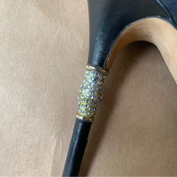 Gucci Shoes 39 Heels Peeptoe Raso Seta Nero 600 - Picture 10 of 13